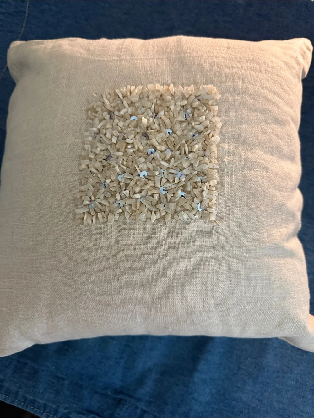 West Elm Decorative Beaded Accent Pillow - Beige 14x14